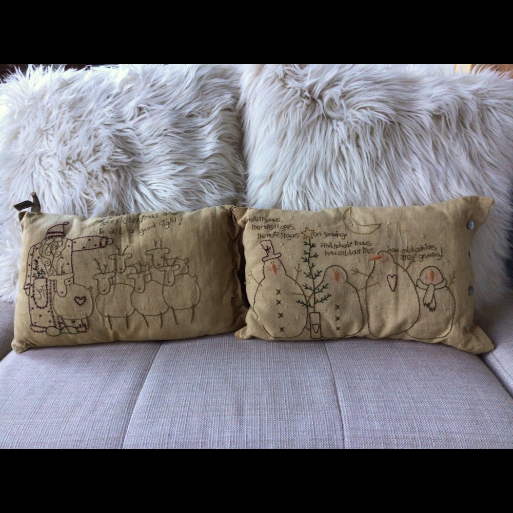 Vintage inspired embroidered Christmas pillows